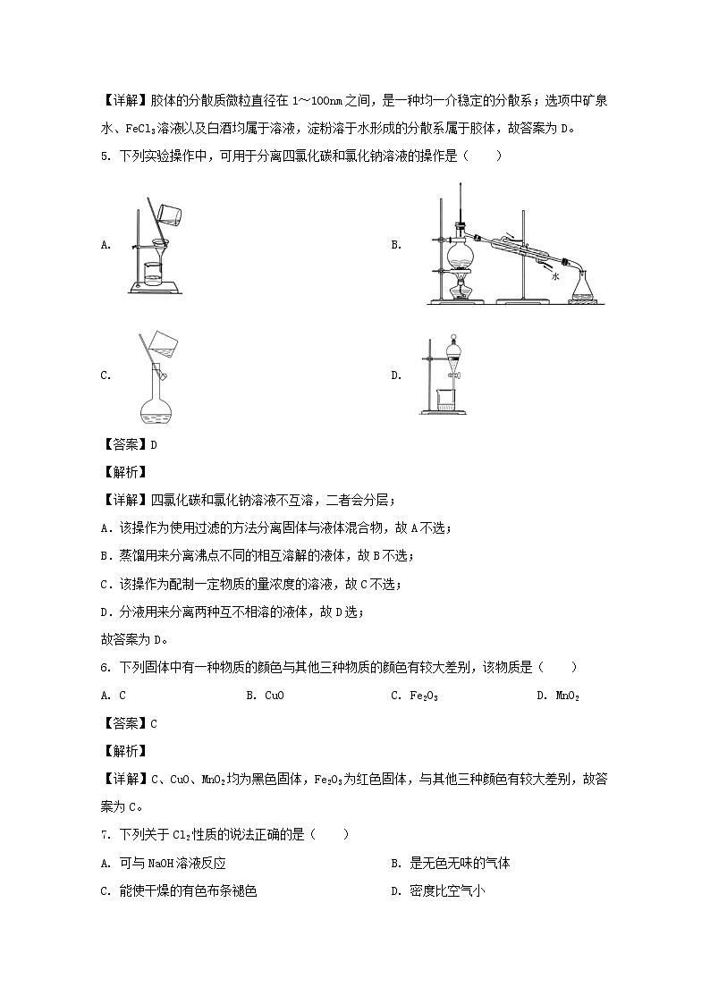 2019-2020学年湖南省高二学业水平考试信息模拟考试（五）化学 解析版第2页