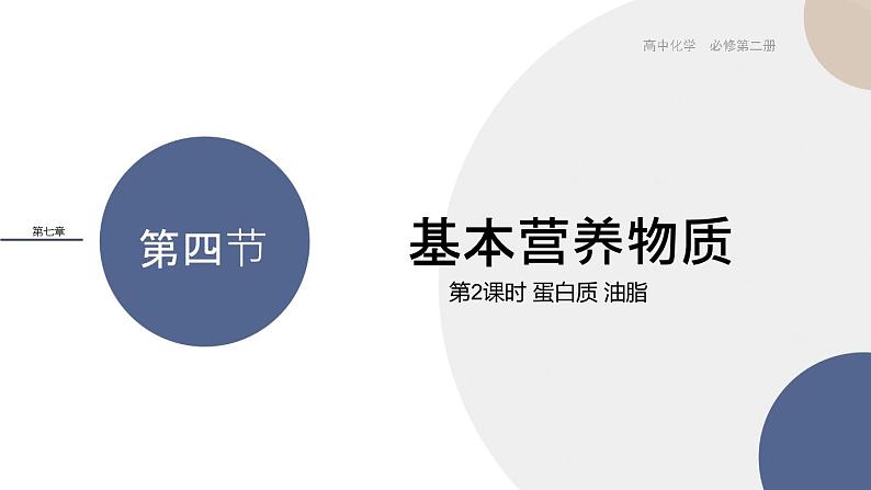 配套新教材-高中化学-RJ-必修第二册-第七章 第四节 第2课时 蛋白质 油脂课件PPT01