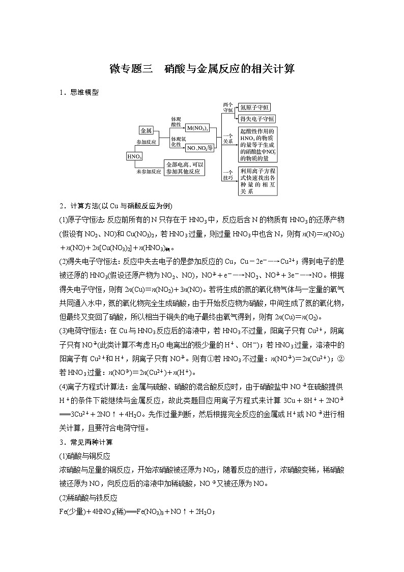 第五章 微专题三 硝酸与金属反应的相关计算01