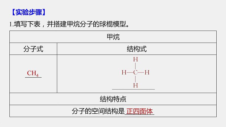 第七章 实验活动8 搭建球棍模型认识有机化合物分子结构的特点课件PPT03