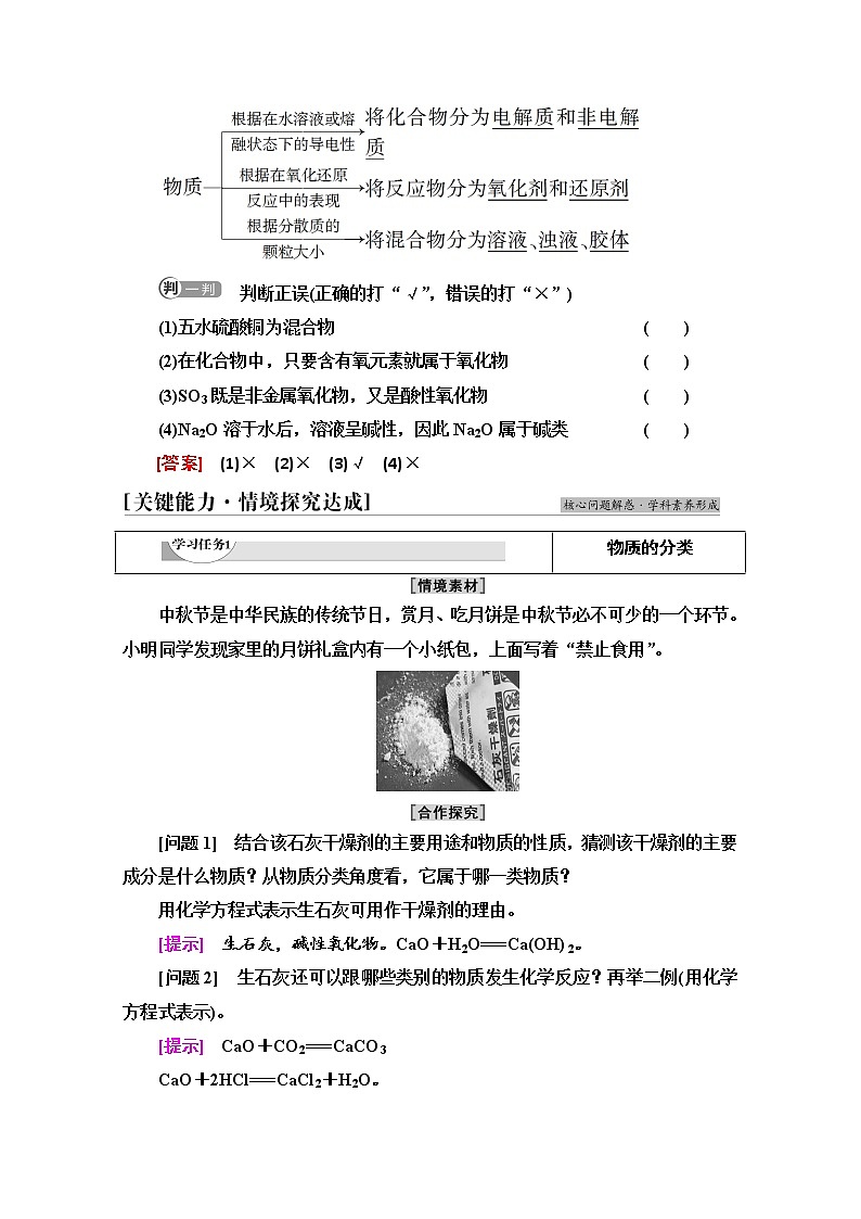 新教材2021-2022学年鲁科版化学必修第一册学案：第2章 第1节 基础课时7　元素与物质的关系　物质分类与物质性质03