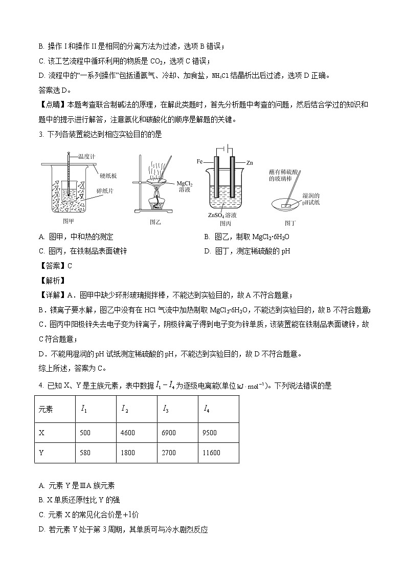 山东省德州市重点中学2022-2023学年高二上学期1月期末考试化学试题 word版含解析第2页