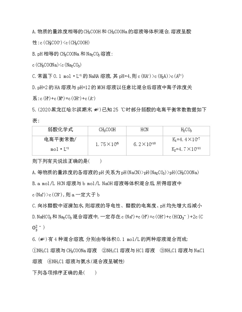 第3章 物质在水溶液中的行为 专题强化练3　离子浓度大小比较02