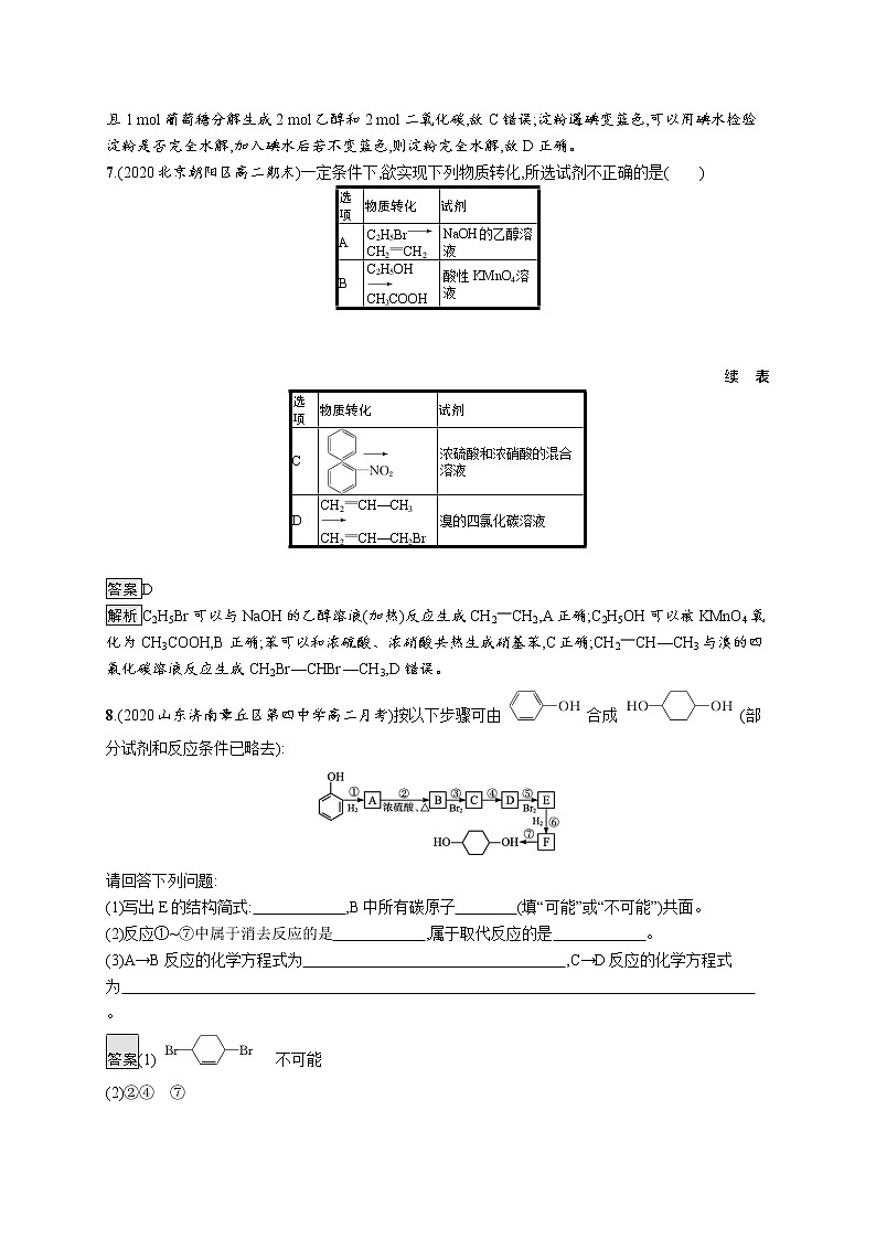 第3章　第1节　第1课时　有机合成的关键——碳骨架的构建和官能团的引入 试卷03