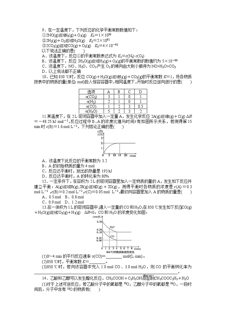 课时作业6　化学平衡状态　化学平衡常数第2页