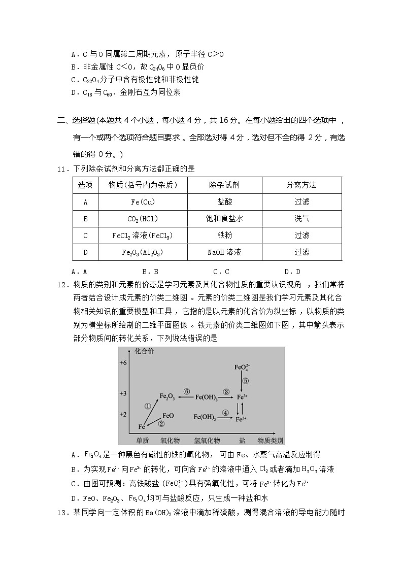 湖南省岳阳市2022-2023学年高一化学上学期期末质量监测试卷（Word版附答案）第3页
