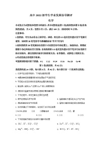 四川省绵阳市2022-2023学年高一化学上学期学业指导测评试卷（Word版附答案）