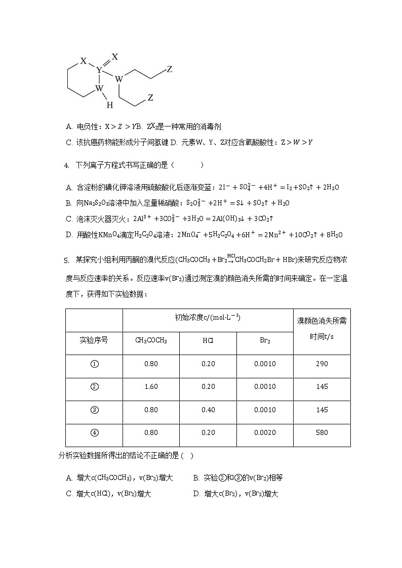 2023届安徽省滁州市定远县育才学校高三上学期1月期末考试化学试题含答案02
