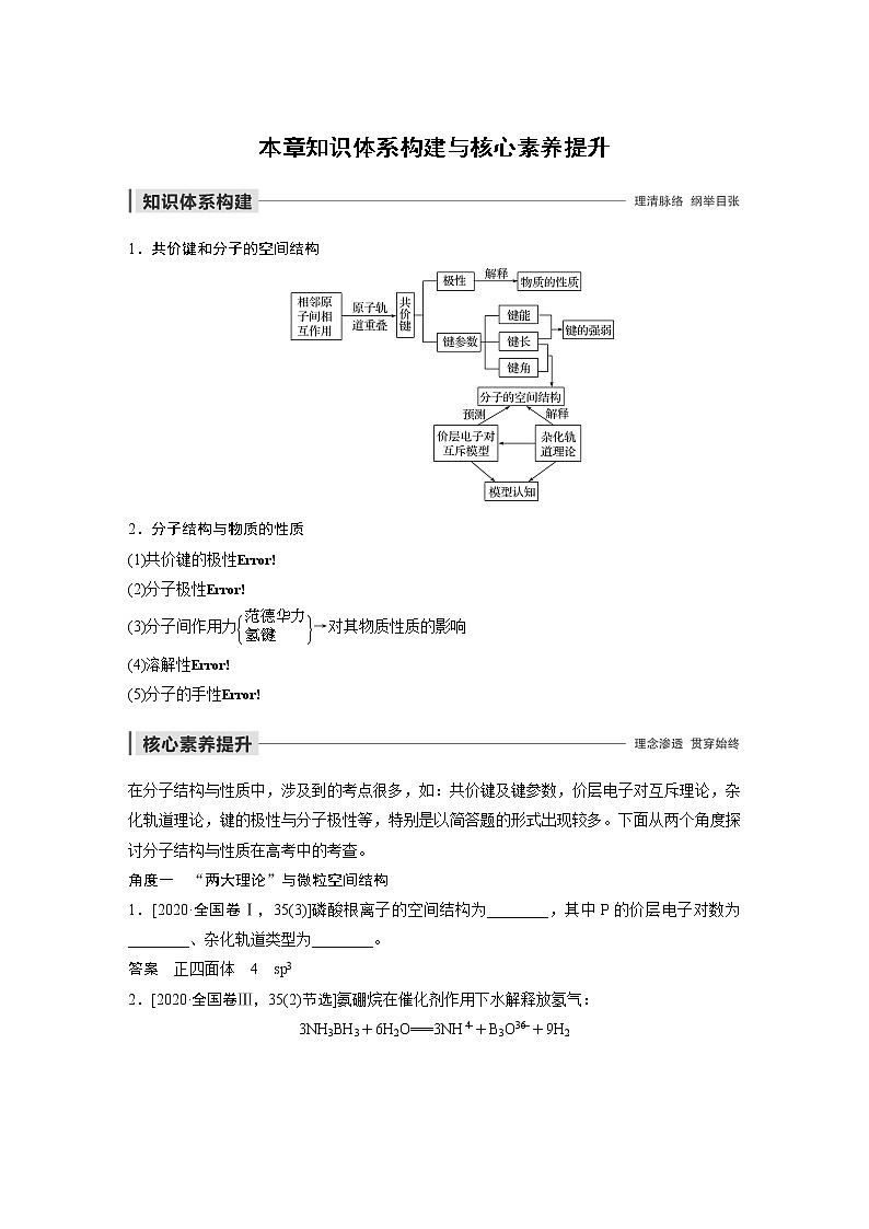 高中化学新教材同步选择性必修第二册 第2章 本章知识体系构建与核心素养提升第1页