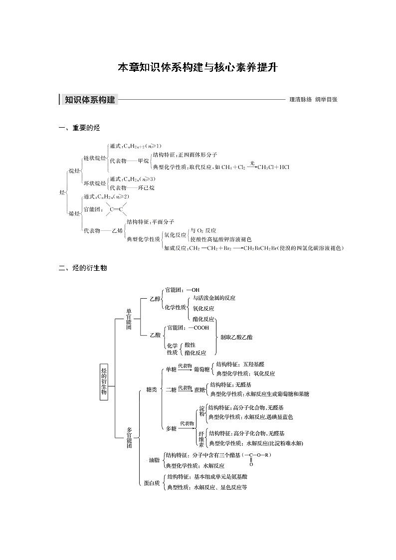 高中化学新教材同步必修第二册  第7章 本章知识体系构建与核心素养提升 试卷01