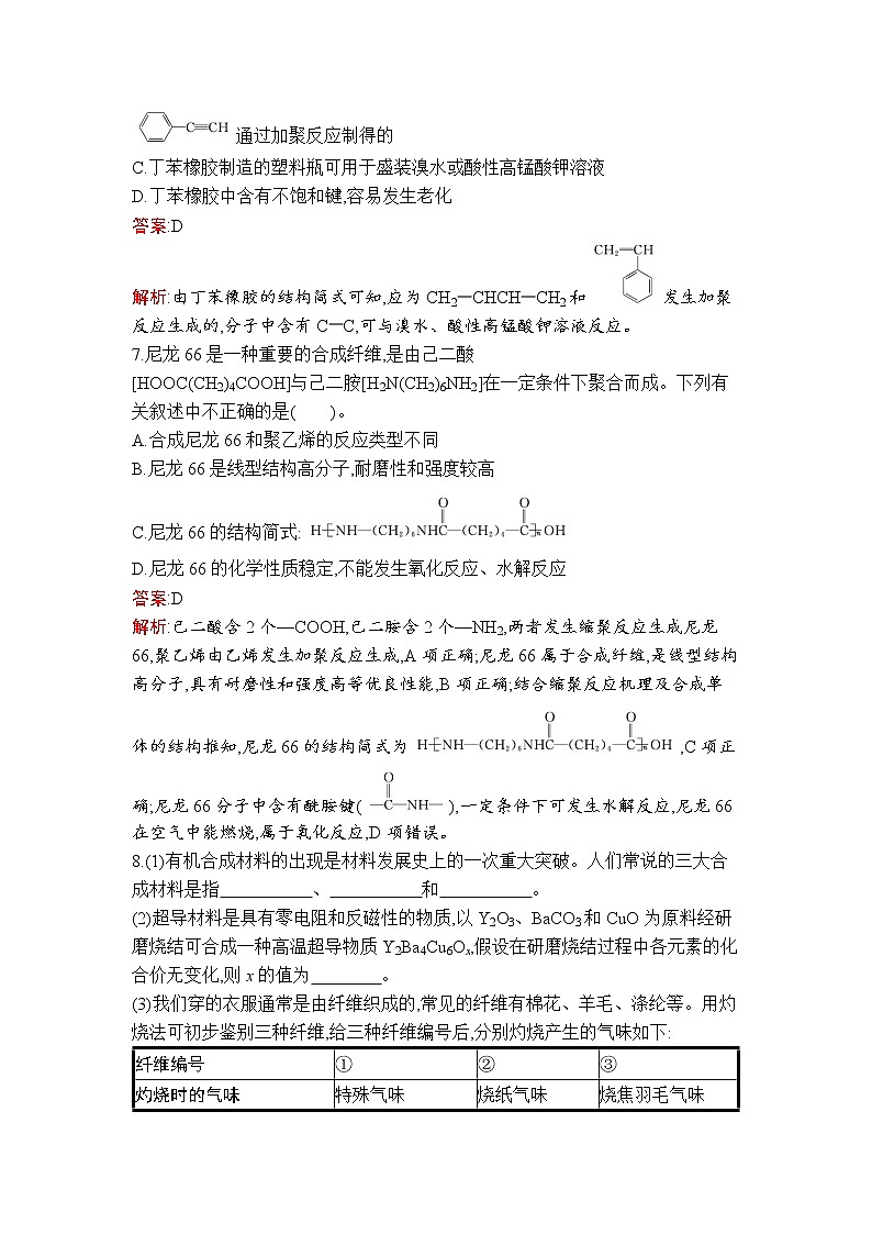 第5章　第2节　高分子材料 试卷03