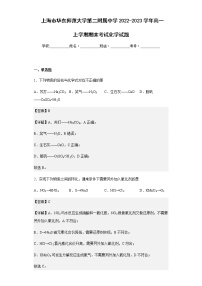 2022-2023学年上海市华东师范大学第二附属中学高一上学期期末考试化学试题含解析