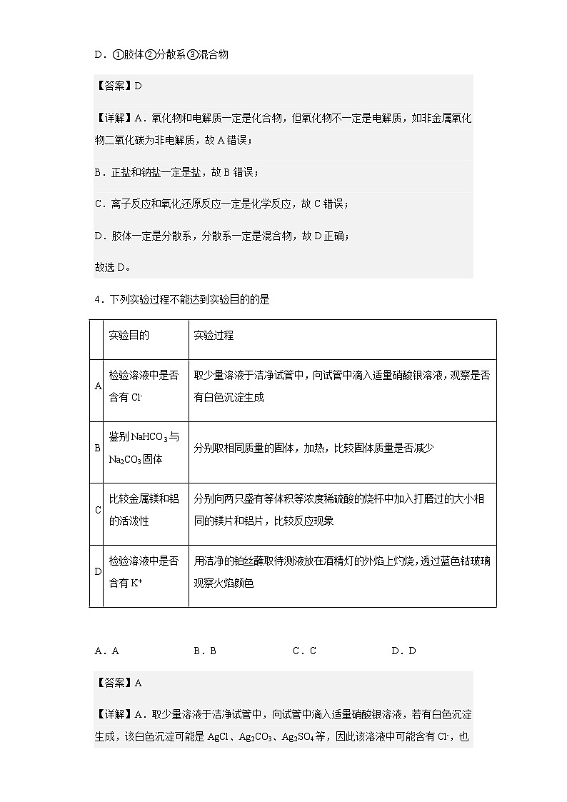2022-2023学年山西省阳泉市第一中学高一上学期期中考试化学试题含解析03