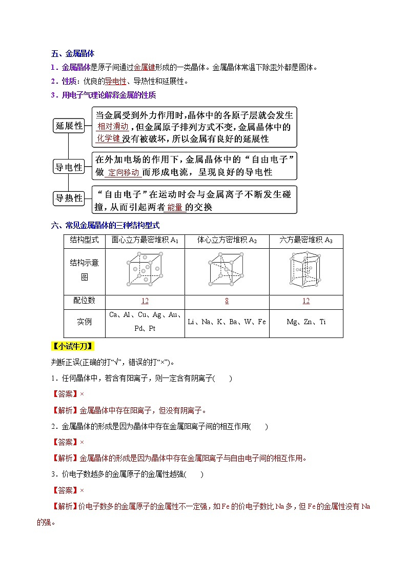 课时精讲17   金属晶体（教师版）第2页