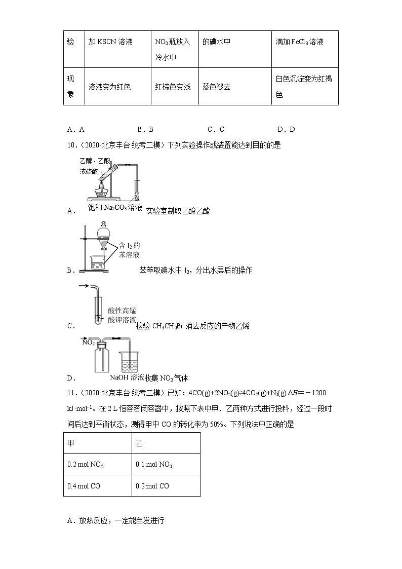 北京市丰台区2020届-2022届高考化学三年模拟（二模）试题汇编-选择题第3页