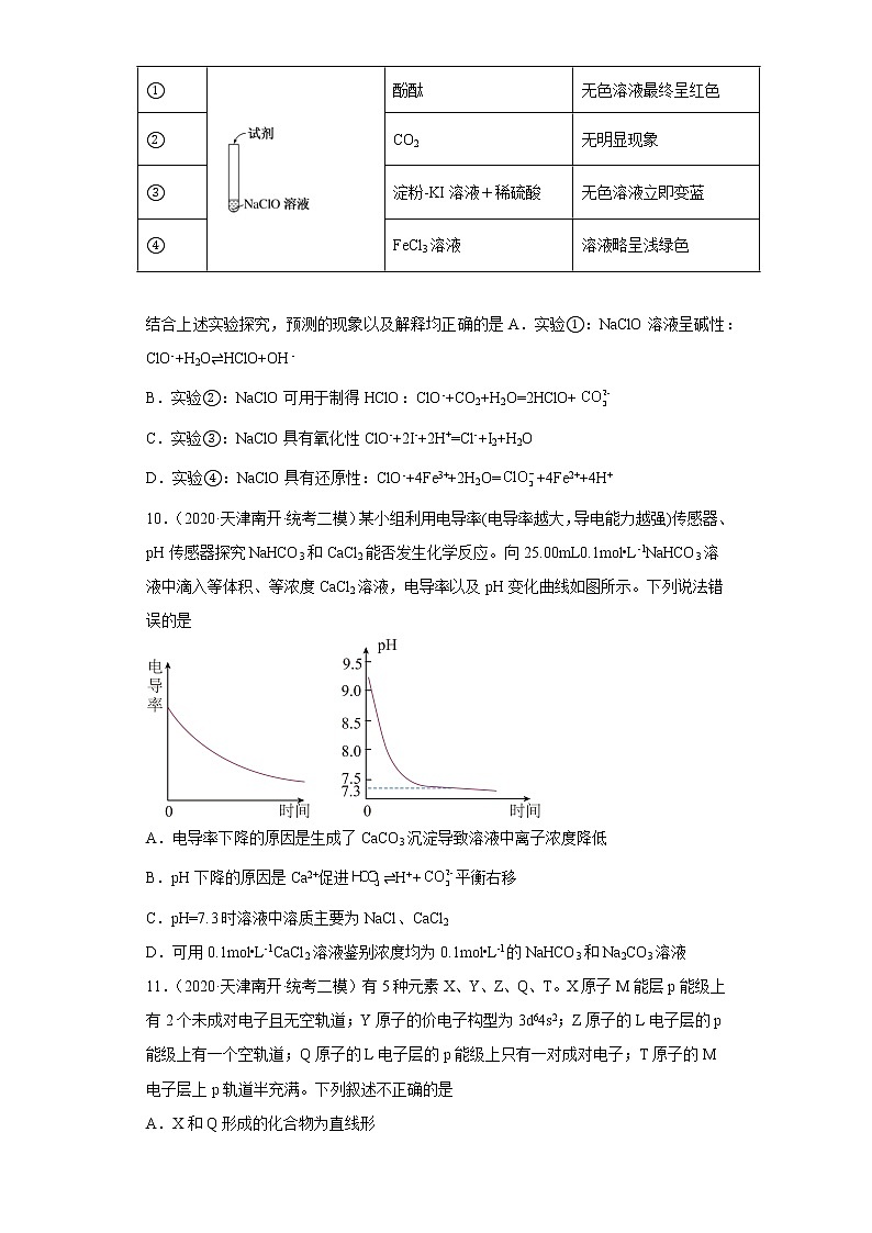 天津市南开区2020届-2022届高考化学三年模拟（二模）试题汇编-选择题03