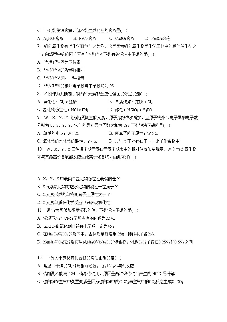 2022-2023学年天津市耀华中学高一（上）期末化学试卷（含答案解析）第2页