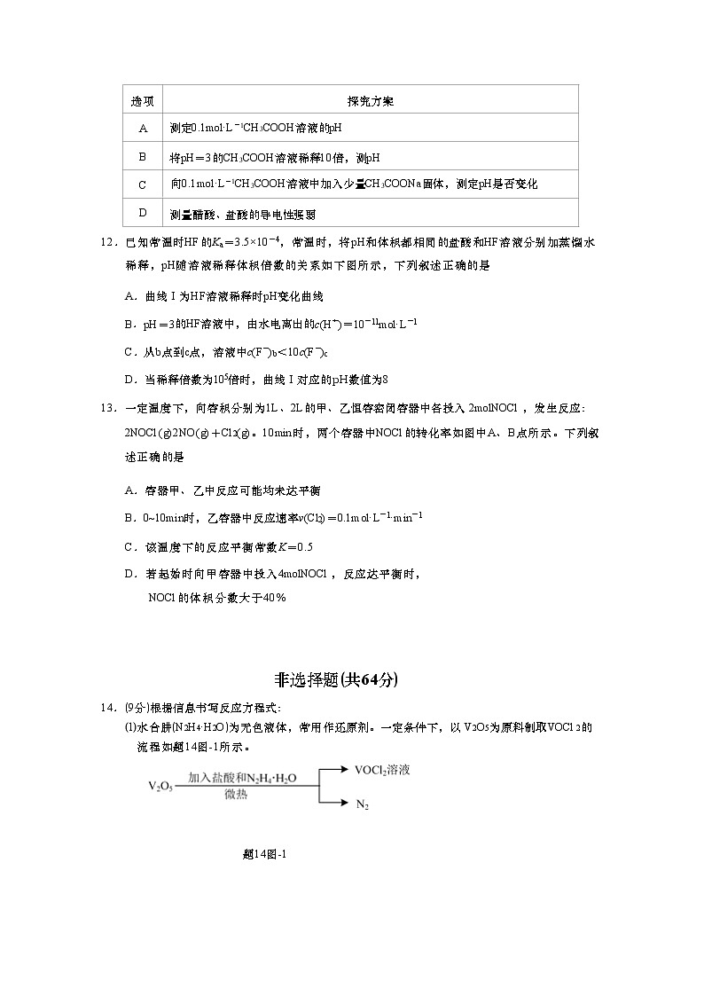 2022-2023学年江苏省南通市如皋市高二上学期期中教学质量调研化学（选修）试题（Word版含答案）03