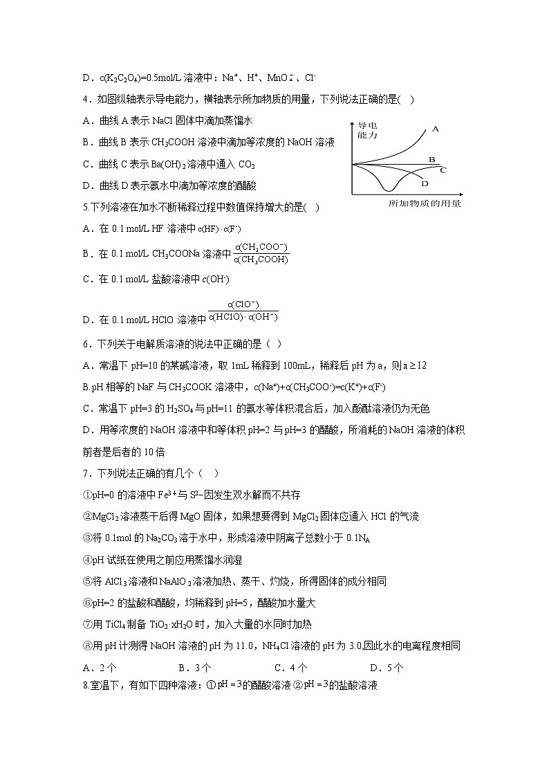 2022-2023学年辽宁省实验中学东戴河分校高二10月月考化学试题（Word版）02