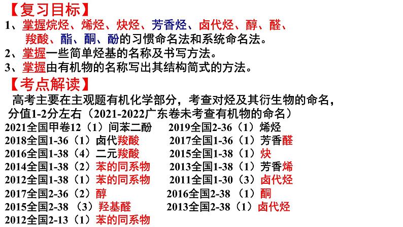 2023届高三化学一轮复习 第16课时 有机物的命名  课件02