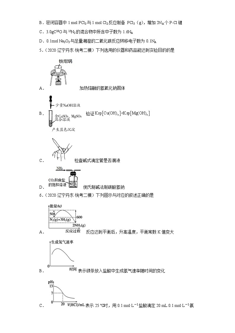 辽宁省丹东市2020届-2022届高考化学三年模拟（二模）试题汇编-选择题02