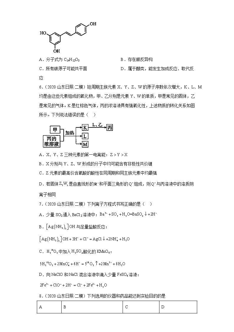 山东省日照市2020届-2022届高考化学三年模拟（二模）试题汇编-选择题第2页