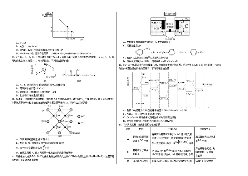 2023年高考第一次模拟考试卷：化学（河北A卷）（考试版）第2页