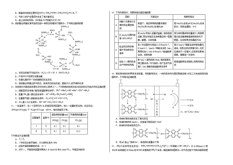 2023年高考第一次模拟考试卷：化学（辽宁A卷）（考试版）02