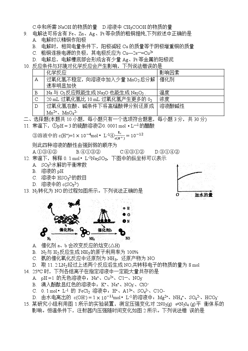 河南省洛阳市2022—2023学年第一学期期末考试高二化学试卷无答案第2页