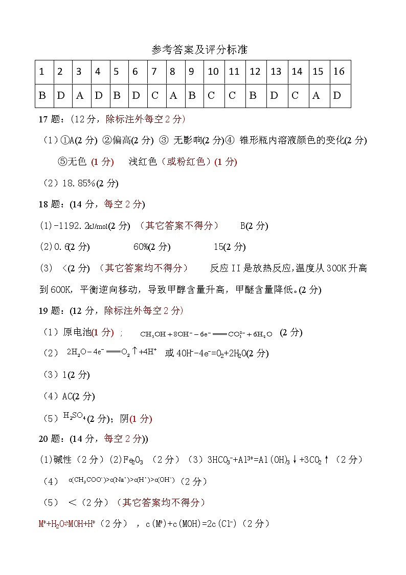 高二化学答案第1页