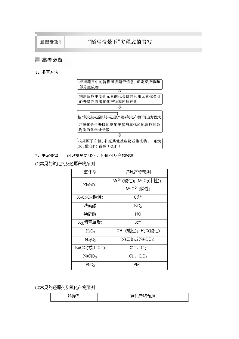2023年高考化学二轮复习（新高考版）  专题5　题型专攻1　“陌生情景下”方程式的书写第1页