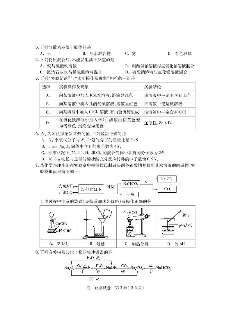 湖北省2021-2022学年高一上学期12月联合考试化学试题第1页