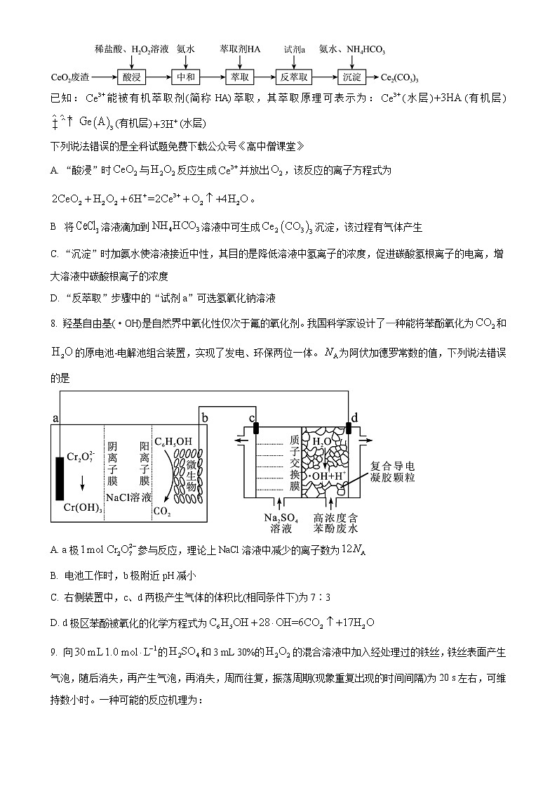 2023湖南师大附中高三下学期考试卷（六）化学含答案第3页