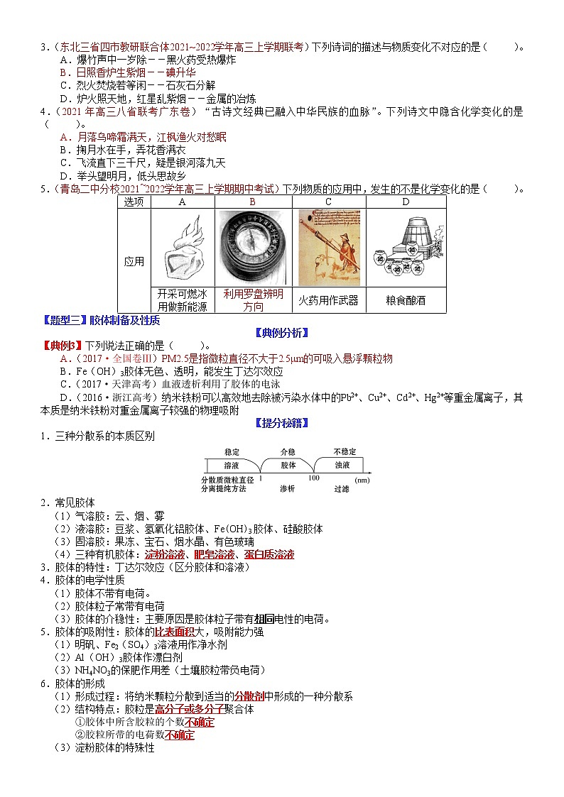 【新高考】2023年高考化学二轮题型精讲精练——专题01 物质的组成与分类　传统文化（学生版）第3页