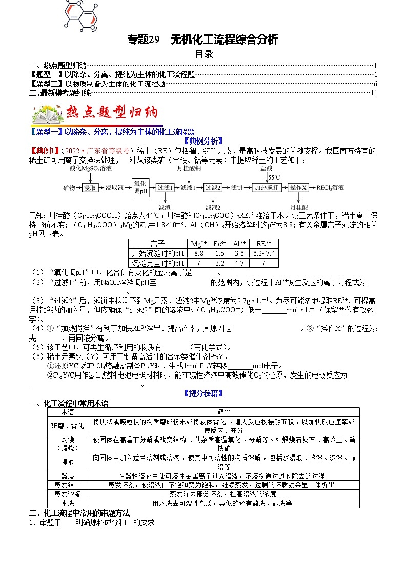 【新高考】2023年高考化学二轮题型精讲精练——专题29 无机化工流程综合分析01