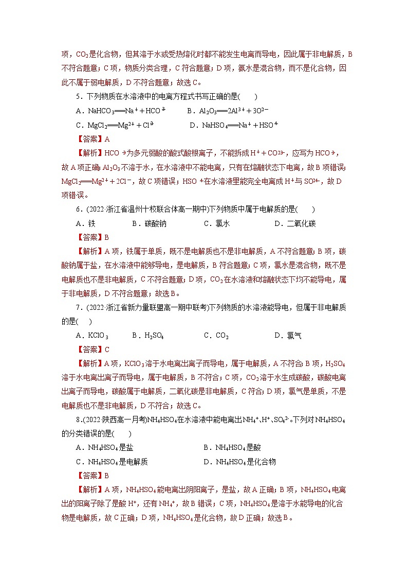 专题03  离子反应（练）（解析版）第2页