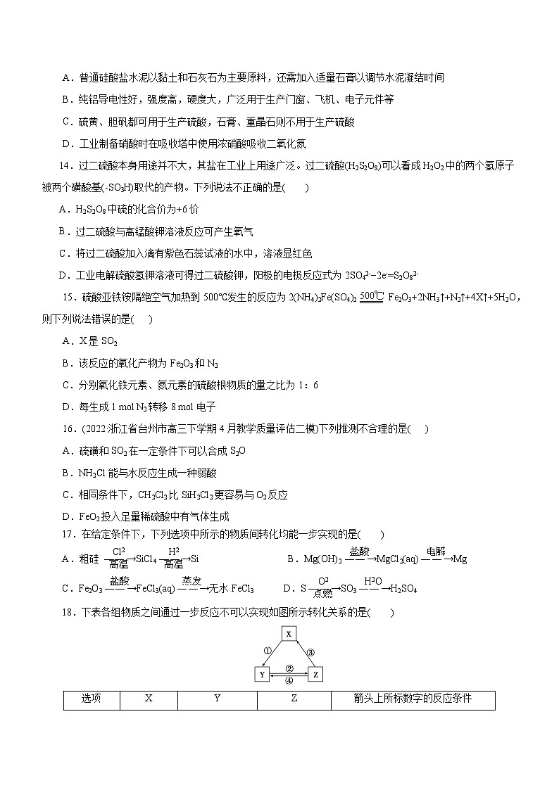 【高考二轮复习】2023年高考化学精讲+精练+小测（全国通用）——专题07  非金属及其化合物（练）（原卷版+解析版）03