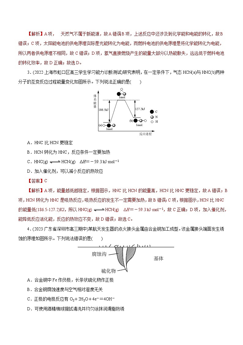 【高考二轮复习】2023年高考化学精讲+精练+小测（全国通用）——专题08 化学反应与能量变化（练）（原卷版+解析版）02
