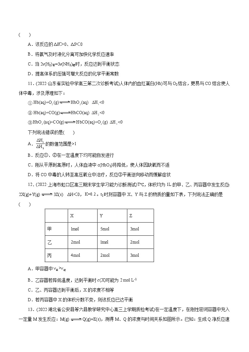 专题09  化学反应速率与化学平衡（测）（原卷版）第3页