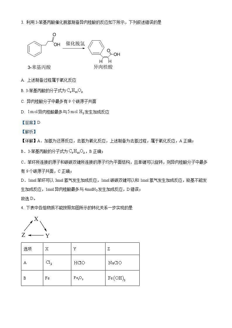 安徽省合肥市2023届高三第一次教学质量检测 化学试题 Word版含解析第2页