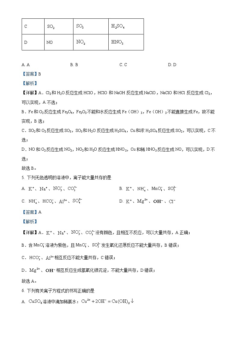安徽省合肥市2023届高三第一次教学质量检测 化学试题 Word版含解析第3页