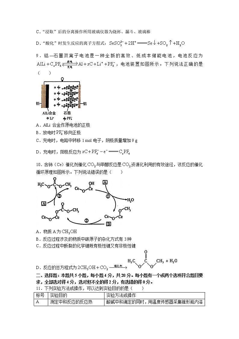 山东省潍坊市2023届高三2月高考模拟考试（一模）化学试题无答案第3页