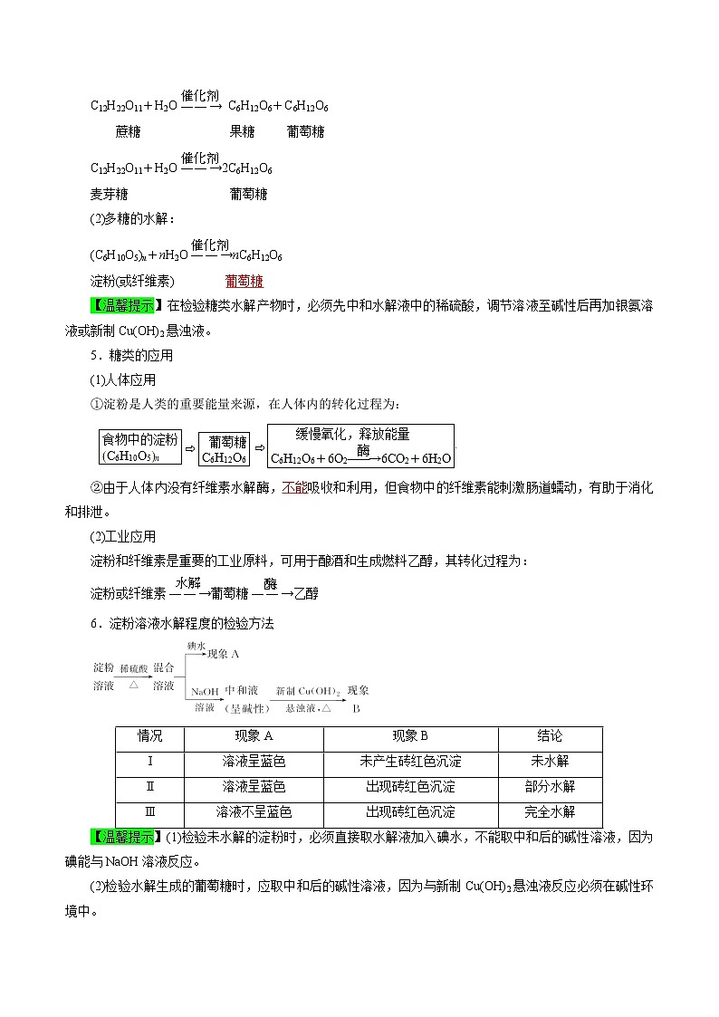 考点20  基本营养物质（考点归纳）- 高中化学学业水平考试必备考点归纳与测试（人教版必修1+必修2）03