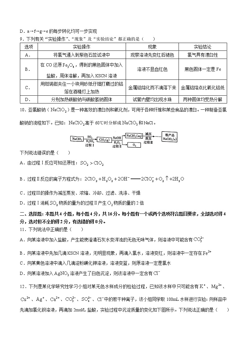 2023衡阳高一上学期期末考试化学无答案03