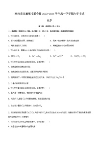 湖南省名校联考联合体2022-2023学年高一下学期入学考试化学试题（含解析）