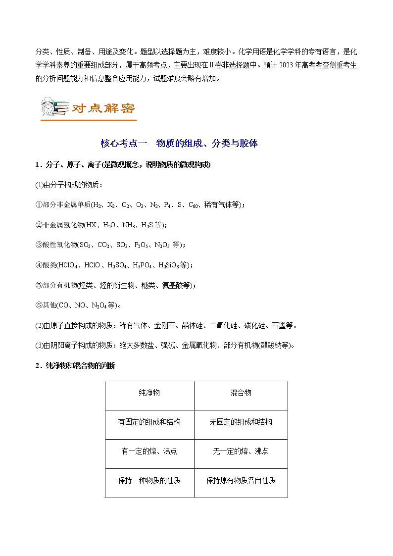 2023年高考化学二轮复习教案专题01物质分类STSE化学用语含解析第2页