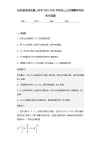 2022-2023学年山东省枣庄市第三中学高三上学期期中考试化学试题含解析