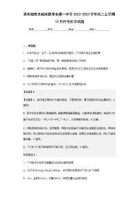 2022-2023学年贵州省黔东南州凯里市第一中学高二上学期12月月考化学试题含解析