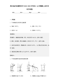 2022-2023学年四川省泸县第四中学高一上学期第三次月考化学试题含解析