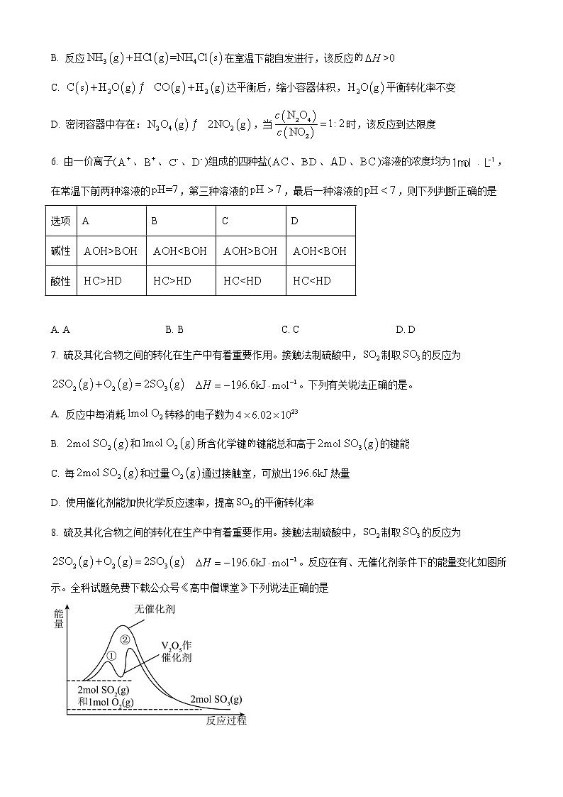江苏省南通市海安市2022-2023学年高二上学期1月期末考试 化学 Word版02